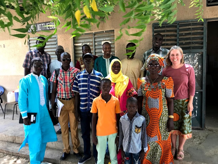 EdIntersect President Dr. MaryFaith Mount-Cors on a day of pre-testing assessment tools at a primary school in Senegal with ministry of education officials, school leaders, teachers, and students during USAID Senegal All Children Reading/Lecture Pour Tous, 2016-2021 project cycle. 